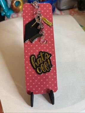 Graduation 'Hats Off' Pink Bookmark Charm